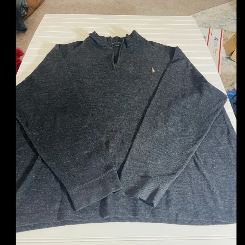 Polo Ralph Lauren Mens Gray Estate Rib Quarter Zip Long Sleeve Pullover Top 3XB